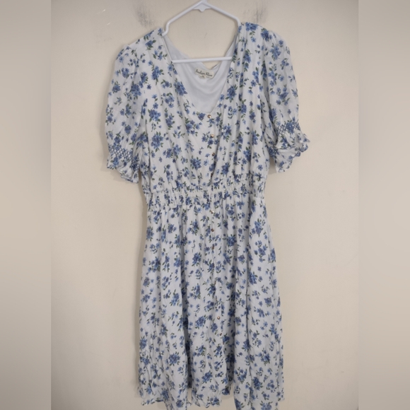 Indigo Rose Floral Dress 2X Peasant Cottage Boho Farmhouse Dainty Flowy Prairie - Picture 1 of 4